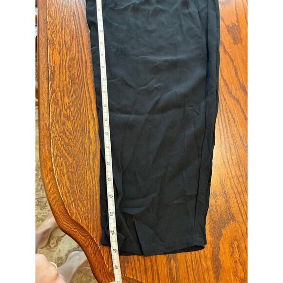Eileen Fisher Silk Georgette Crepe Straight Pant Easy Fit Ankle Length Black M - Picture 7 of 7